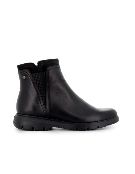 Botin casual piel con refuerzo y cuña mujer negro