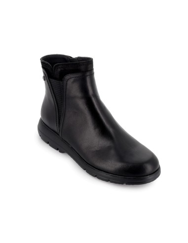 Botin casual piel con refuerzo y cuña mujer negro