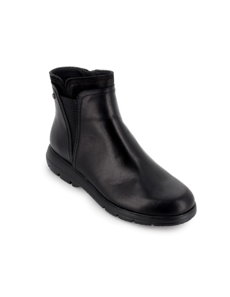 Botin casual piel con refuerzo y cuña mujer negro