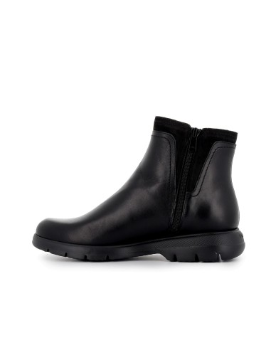 Botin casual piel con refuerzo y cuña mujer negro