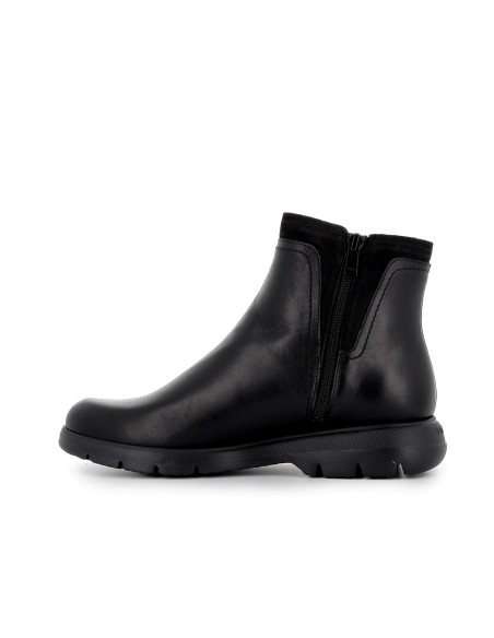 Botin casual piel con refuerzo y cuña mujer negro