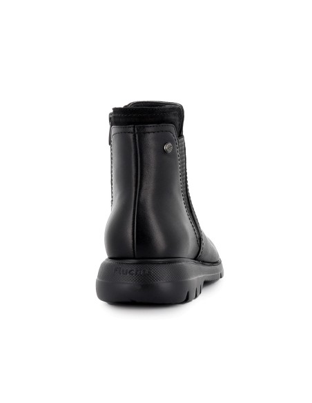 Botin casual piel con refuerzo y cuña mujer negro