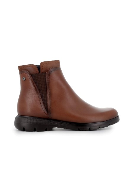 Botin casual piel con refuerzo y cuña mujer cuero