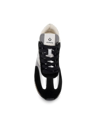 Deportivas nylon y serraje cordones mujer negro y talon serpiente