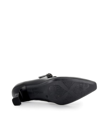 Zapato con correas piel puntera y tacon fino mujer negro