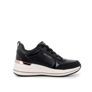 Deportivo con cuña mujer cordones negro