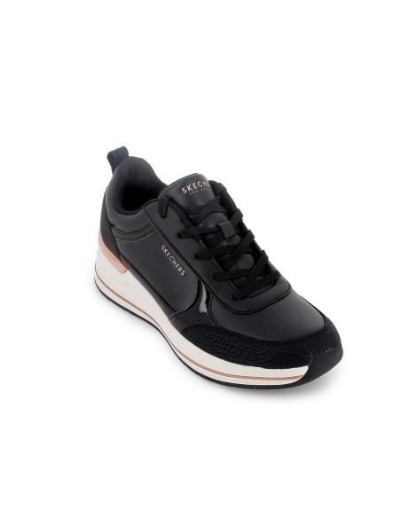 Deportivo con cuña mujer cordones negro