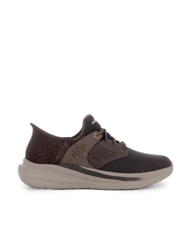 Sneakers deportivo piel Slip-Ins para hombre marrones