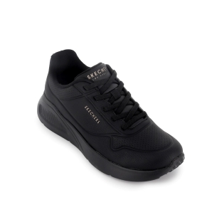 Sneakers deportivos piel transpirable negros cordones mujer 2