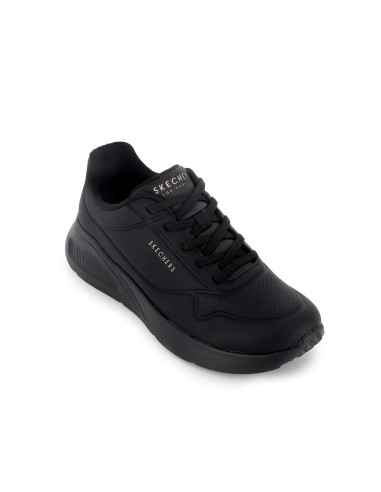 Sneakers deportivos piel transpirable negros cordones mujer