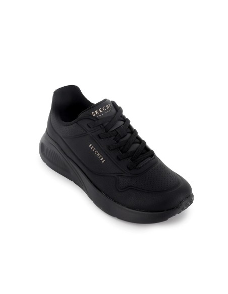Sneakers deportivos piel transpirable negros cordones mujer