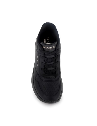 Sneakers deportivos piel transpirable negros cordones mujer