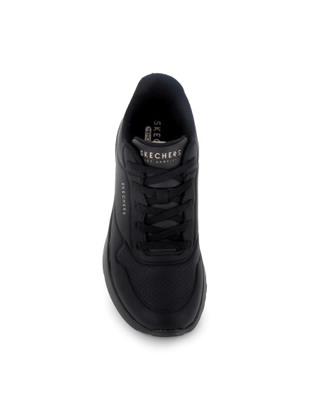 Sneakers deportivos piel transpirable negros cordones mujer