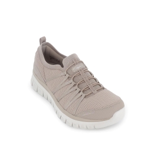 Deportivas comodas cordones elasticos entrelazados mujer taupe 2