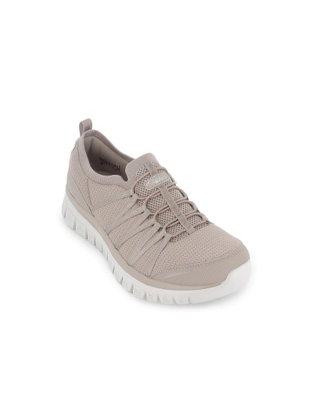 Deportivas comodas cordones elasticos entrelazados mujer taupe