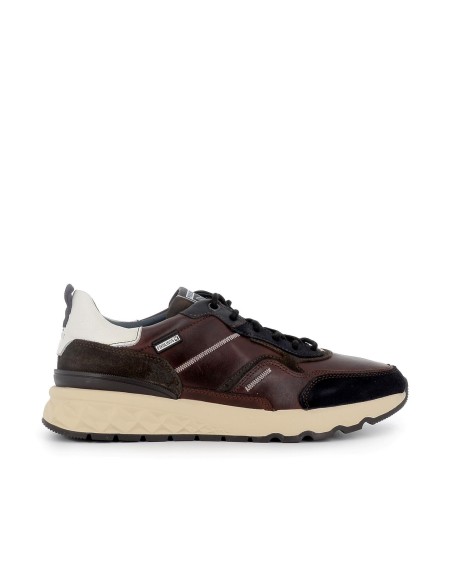 Deportiva de vestir cordones piel costuras vistas marron