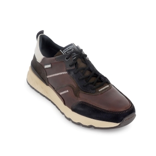 Deportiva de vestir cordones piel costuras vistas marron 2