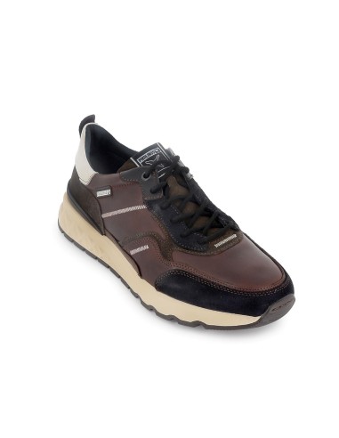 Deportiva de vestir cordones piel costuras vistas marron