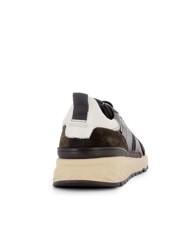 Deportiva de vestir cordones piel costuras vistas marron