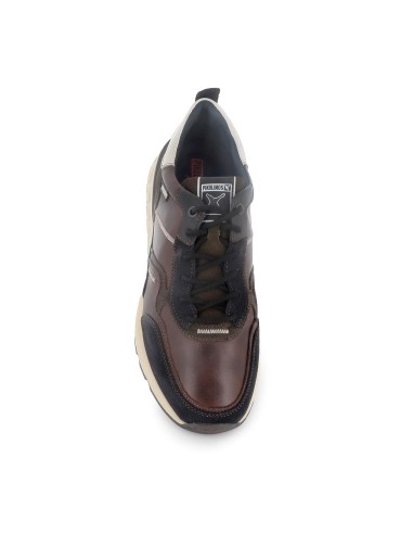 Deportiva de vestir cordones piel costuras vistas marron