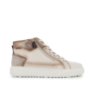 Deportivo piel cordones y cremallera suela volumen mujer blanca