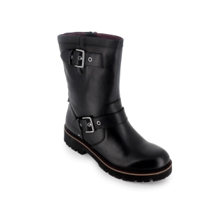 Bota biker piel con hebillas y suela volumen mujer negro 2