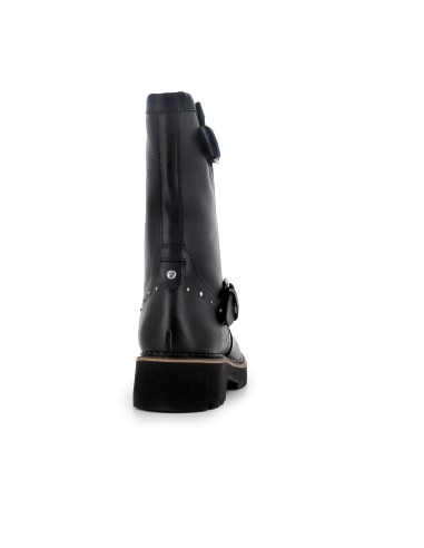 Bota biker piel con hebillas y suela volumen mujer negro