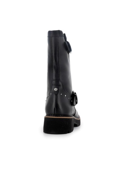 Bota biker piel con hebillas y suela volumen mujer negro