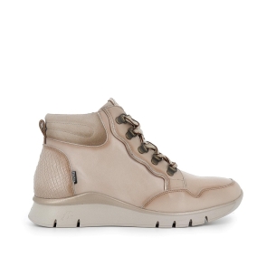 Botin piel con cordones y cremallera interior mujer marfil