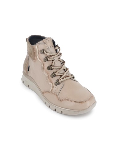 Botin piel con cordones y cremallera interior mujer marfil