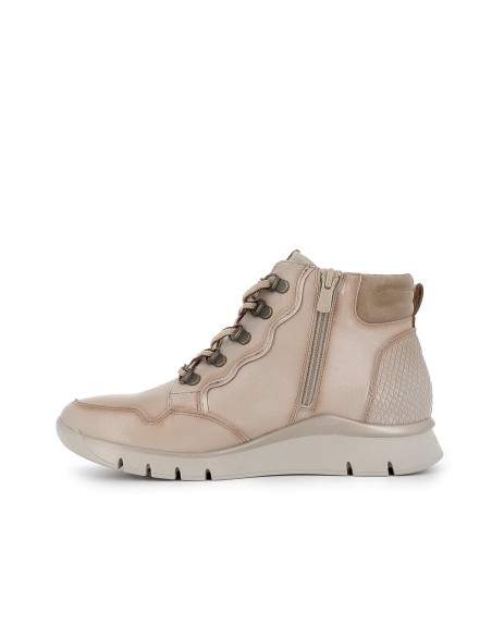 Botin piel con cordones y cremallera interior mujer marfil