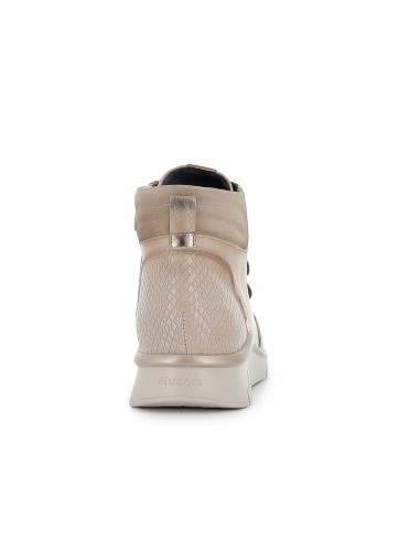 Botin piel con cordones y cremallera interior mujer marfil