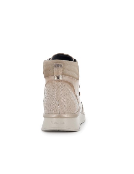 Botin piel con cordones y cremallera interior mujer marfil