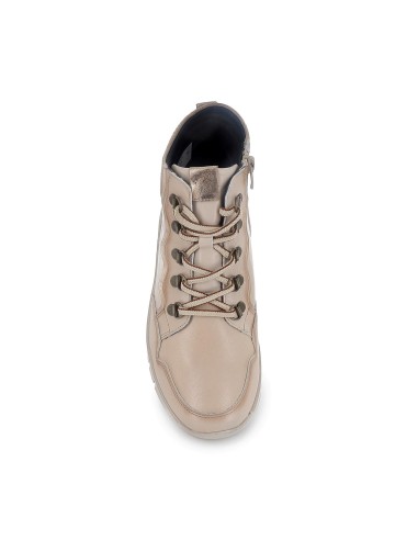 Botin piel con cordones y cremallera interior mujer marfil