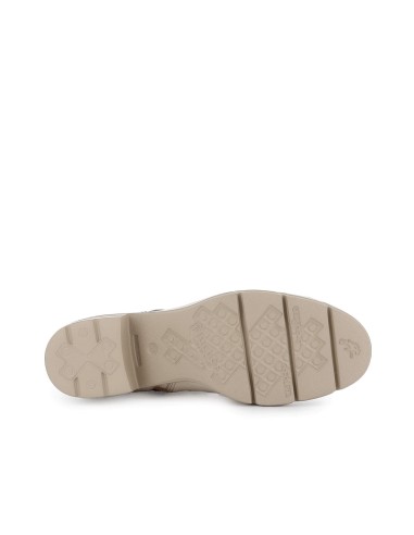 Botin militar charol cordones y hebilla tacon mujer beige