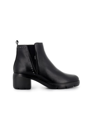 Botin piel elasticos con tacon mujer negro