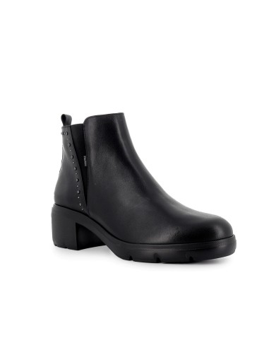 Botin piel elasticos con tacon mujer negro