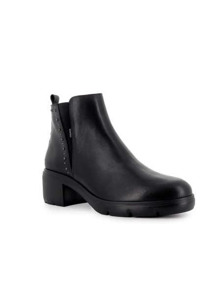 Botin piel elasticos con tacon mujer negro