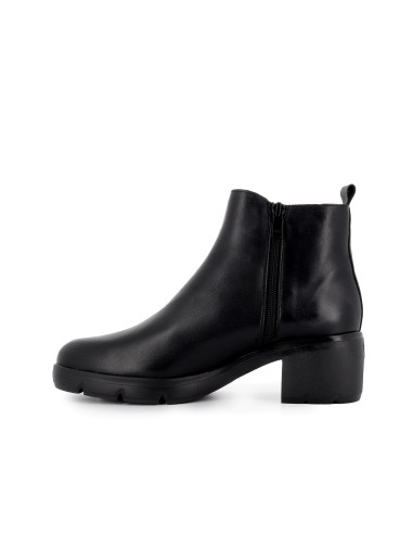 Botin piel elasticos con tacon mujer negro