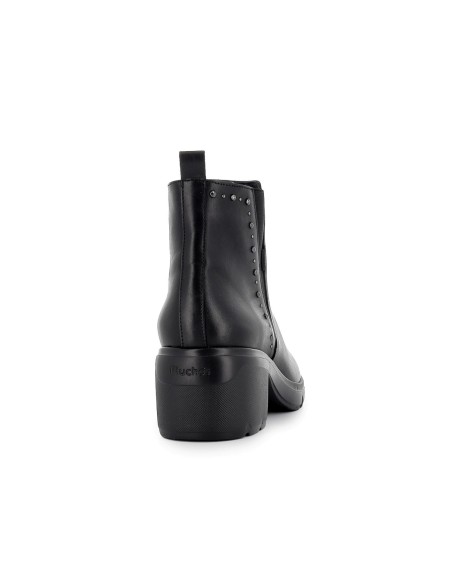 Botin piel elasticos con tacon mujer negro