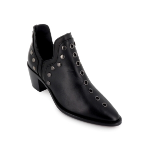 Botín piel lisa con aberturas y tachas para mujer tacon negro 2