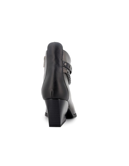 Botin piel de corte irregular con cadeneta y cremallera mujer plata