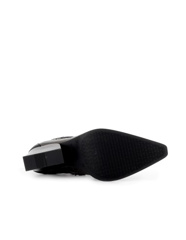 Botin piel de corte irregular con cadeneta y cremallera mujer plata