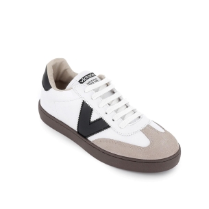 Deportivo piel contraste puntera cordones mujer blanco 2