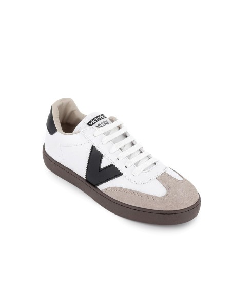 Deportivo piel contraste puntera cordones mujer blanco