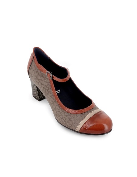 Original bailarina piel tacón con correa mujer rojo