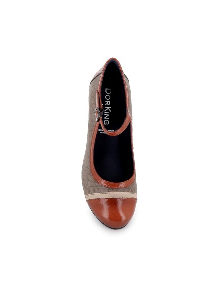 Original bailarina piel tacón con correa mujer rojo