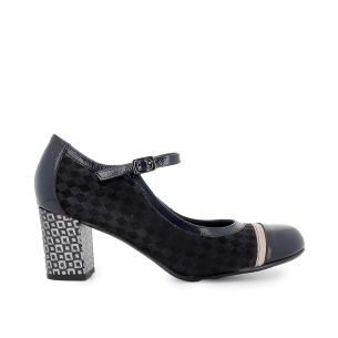 Original bailarina piel tacón con correa mujer azul