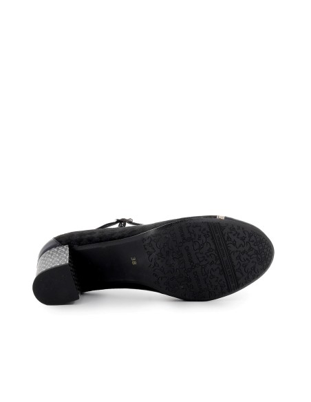 Original bailarina piel tacón con correa mujer azul