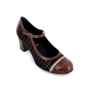 Original bailarina piel tacón con correa mujer marron 2